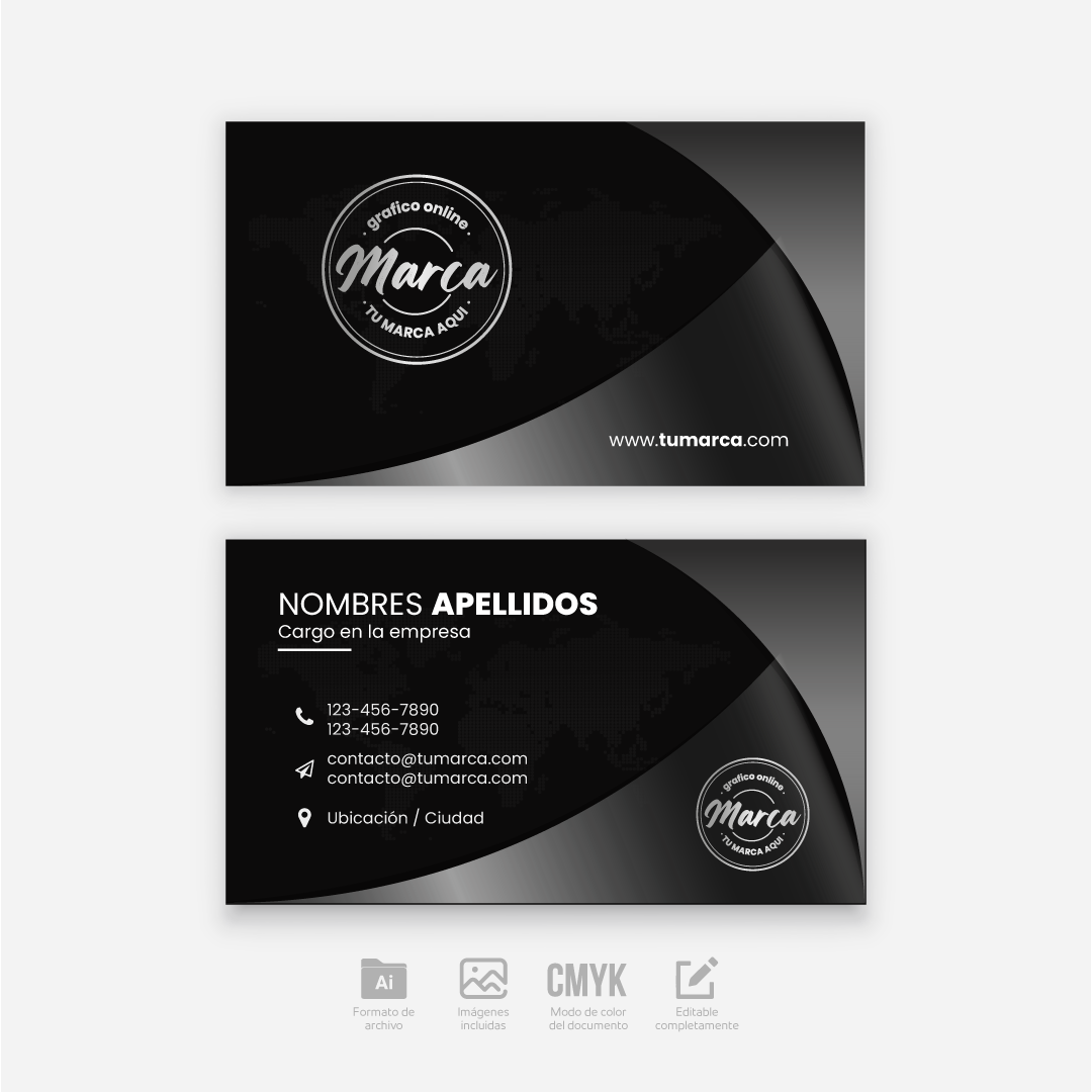 Plantilla editable de tarjeta de presentación - Negra