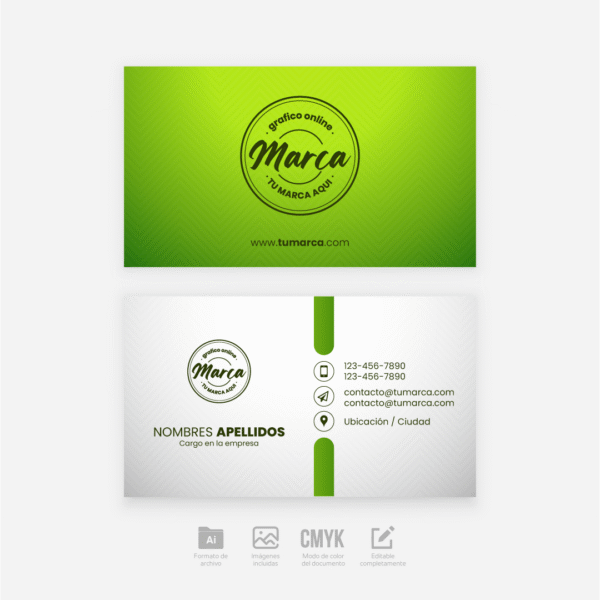 Plantilla editable de tarjeta de presentación - Verde