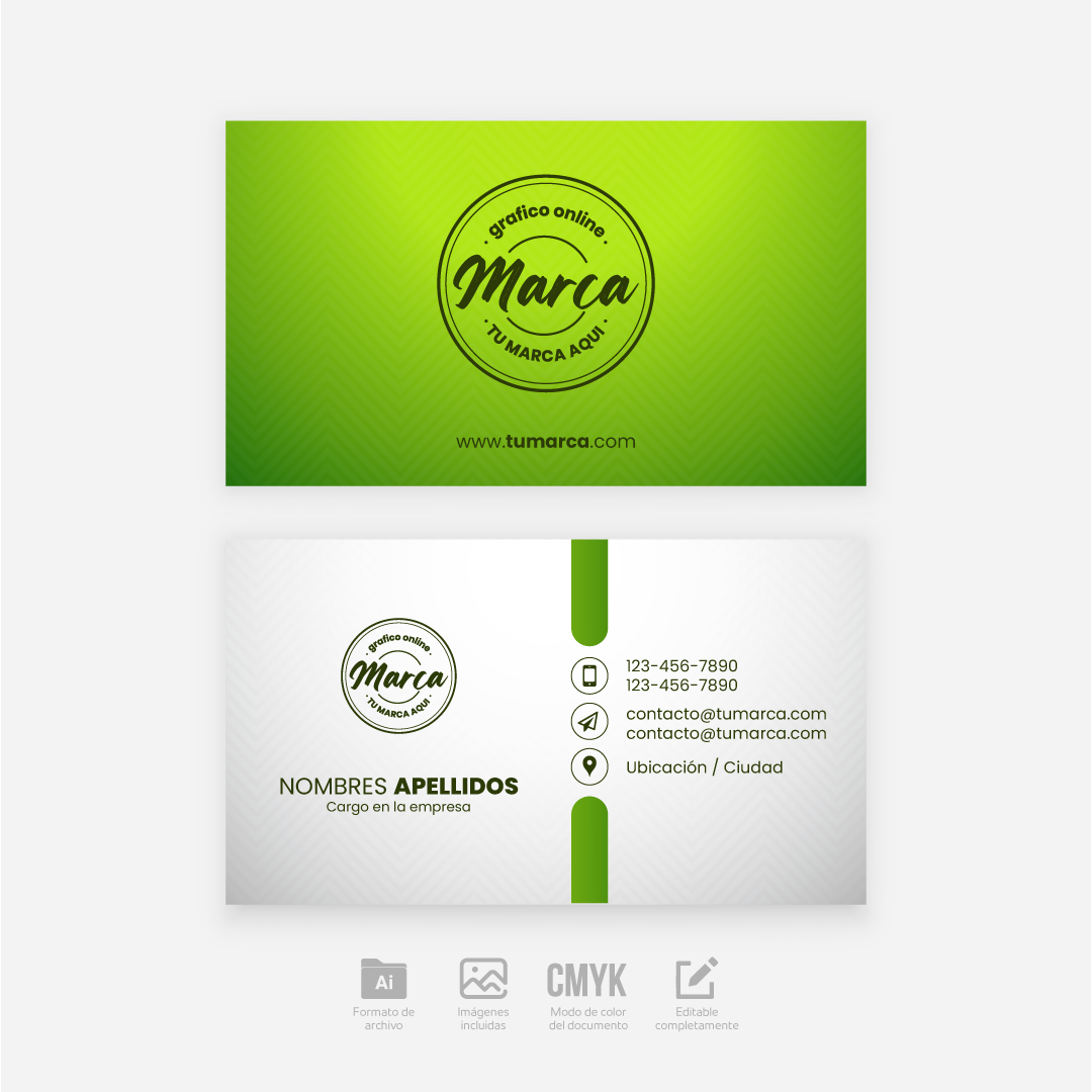 Plantilla editable de tarjeta de presentación - Verde